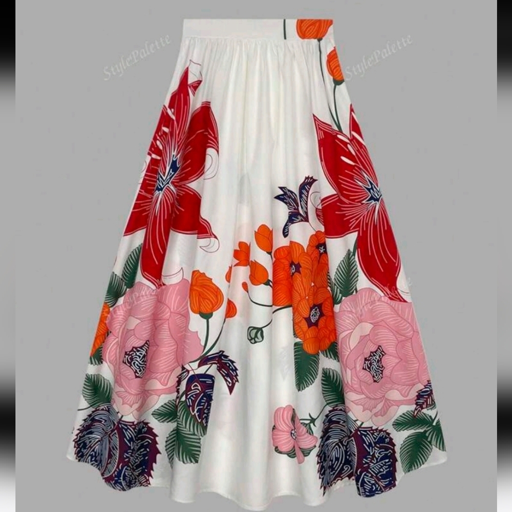 Bohemian Goddess Skirt | High-Waisted Slim Floral Skirt - Picture 2 of 3